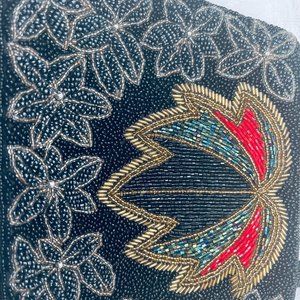 Vintage Handmade Beaded Clutch – 1960s – Floral Art